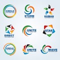 Circle logo storm logo human logo Direct logo Unite logo Star logo and Wave logo vector art design for business