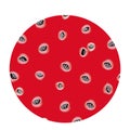 Circle with lychee berries on red background for your designs and ideas,graphic element