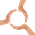 Circle made of hands Royalty Free Stock Photo