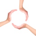 Circle made of hands Royalty Free Stock Photo