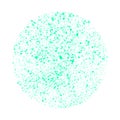 Circle made of many green blue paintbrush blobs