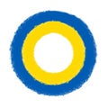 Circle made of painted Ukrainian flag