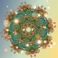 Circle mandala lace hand-drawn kaleidoscope ornament vector card