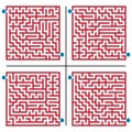 Set of square maze game puzzles.