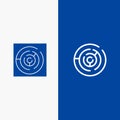 Circle, Circle Maze, Labyrinth, Maze Line and Glyph Solid icon Blue banner Line and Glyph Solid icon Blue banner