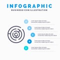 Circle, Circle Maze, Labyrinth, Maze Line icon with 5 steps presentation infographics Background
