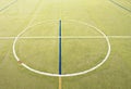 Circle in middle of playground. Empty outdoor handball court Royalty Free Stock Photo