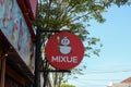 Circle mixue sign. Mixue is a popular cold beverages (ice cream) shop Royalty Free Stock Photo