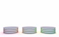 Three mock up`s of empty stage.Space to place your text or object. 3d render. Royalty Free Stock Photo