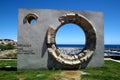 Circle on A Monument at the top of Palamos near cloister of the second Augustinian monastery in Palamos,Spain