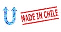 Distress Made in Chile Stamp Seal and Double Forward Arrow Composition of Rounded Dots