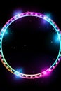 a circle with neon lights on a black background Royalty Free Stock Photo