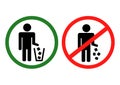 Circle No Littering Prohibited Sign, Icon or Label Isolate on White Background. Vector illustration