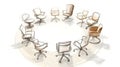 Circle of Office Chairs â Concept Sketch for Collaboration and Teamwork Royalty Free Stock Photo