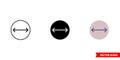 Circle with opposite arrows inside icon of 3 types color, black and white, outline. Isolated vector sign symbol