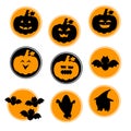 Circle Orange Black Halloween symbols