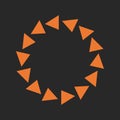 Circle of orange triangles on gray background