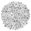 Circle orient floral black and white