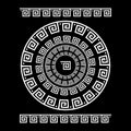 Circle ornament meander. Round frame, rosette of ancient elements. Greek national antique round pattern, vector. Rectangular pulse