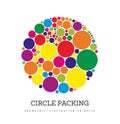 Circle packing. Geometric vector illustration. Circles are placed in such a way that they touch, but do not intersect