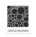 Circle packing. Geometric vector illustration. Circles are placed in such a way that they touch, but do not intersect