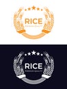 Circle paddy rice and five star and rice Premium quality text logo sign vector design