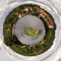 Circle panorama of a small town