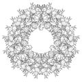 Circle pattern with bellflowers. Round kaleidoscope of flowers and floral elements. Royalty Free Stock Photo