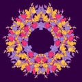 Circle pattern with bellflowers. Round kaleidoscope of flowers and floral elements. Royalty Free Stock Photo