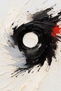 Circle pattern in black and white color, free abstract design, contemplative minimalism, vertical image.