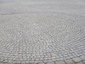 Circle pattern made of cobble pavement Royalty Free Stock Photo