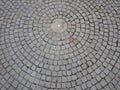 Circle pattern made of cobble pavement Royalty Free Stock Photo