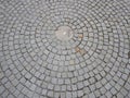 Circle pattern made of cobble pavement Royalty Free Stock Photo