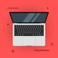 Circle pattern is notebook, macbook, netbook icon for business presentations, application coverage or web site design Royalty Free Stock Photo