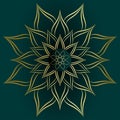 Circle pattern petal flower of mandala with gold color,Vector floral power mandala unique design with green jade background,Hand Royalty Free Stock Photo