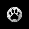 Circle paw print vector logo illustration. a paw print in a metal plate. cat or dog paw print. veterinary clinic logo. animal care Royalty Free Stock Photo