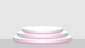 Circle pedestal 3d white and pink light neon lamp glowing, cosmetics display modern and led light, podium stage show for position