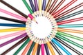 Circle of pencils with a pointer Royalty Free Stock Photo