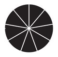 Circle pie chart, pie diagram icon from 2 to 20 sections. Simple, basic infochart, infographic template. Segmented circles, Royalty Free Stock Photo