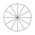 Circle pie chart. Progress sectors. Twelve sections or steps. Diagram wheel. Flat process cycle.