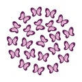 Circle of pink butterflies on a white background Royalty Free Stock Photo