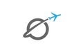 Circle Planet Airplane Creative Air Design Logo