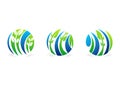 Circle plant logo,natural water drop,water,leaf,global ecology nature set symbol icon design vector Royalty Free Stock Photo
