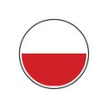 Circle poland flag with grey border vector illustration isolated on white on vector isolated on white background Royalty Free Stock Photo