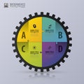 Circle puzzle with gear. Infogrpahic on the grey background. Vector illustration