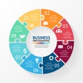 Circle puzzle infographic, diagram, 8 options Royalty Free Stock Photo