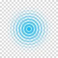 Circle radar wave. Sound ripple icon. Blue effect pulse isolated on transparent background. Signal radio. Pattern sonar. Vibration