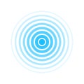 Circle radar wave. Sound ripple icon. Blue effect pulse isolated on white background. Signal radio. Pattern sonar. Vibration line