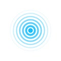 Circle radar wave. Sound ripple icon. Blue effect pulse isolated on white background. Signal radio. Pattern sonar. Vibration line