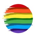 A circle with rainbow colored stripes paintbrush strokes. Isolated illustration for cover, flag, clothes design, etc.